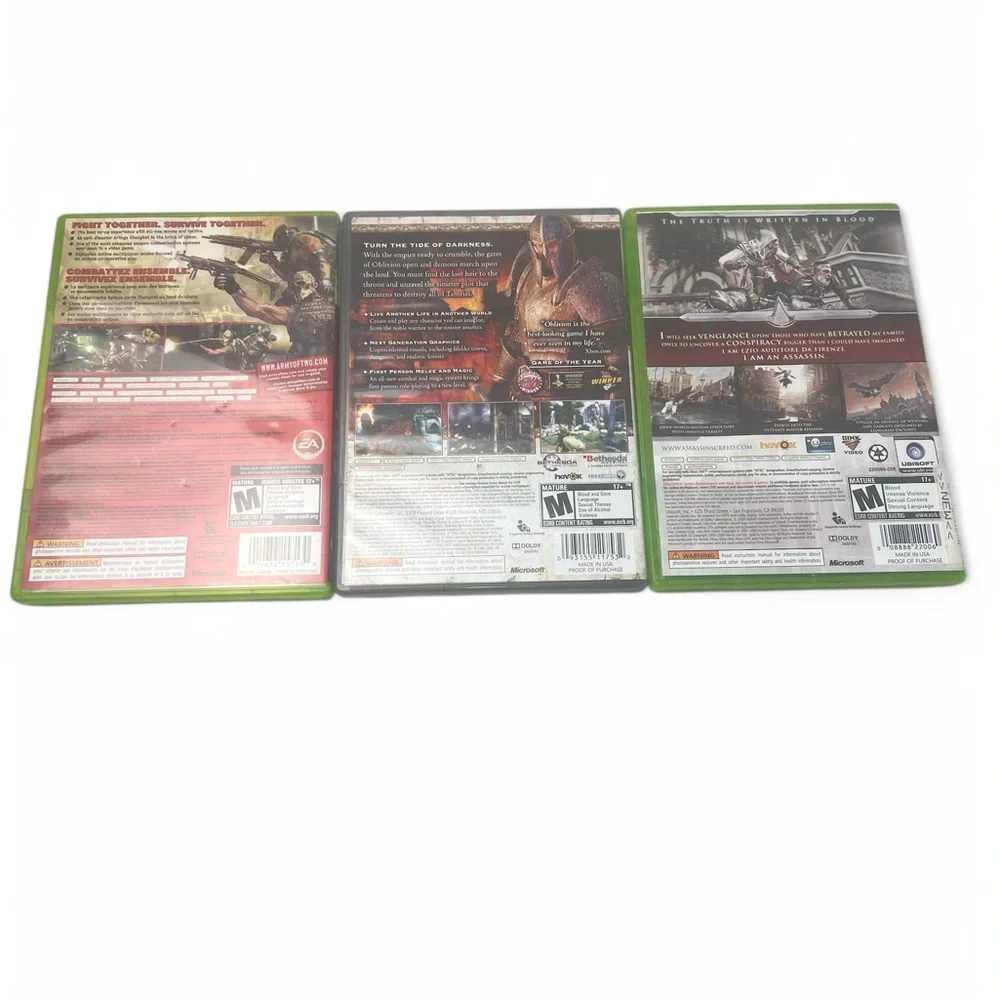 Set of 3 XBOX 360 Video Games Assassin's Creed II‎ Oblivion IV Army of Two